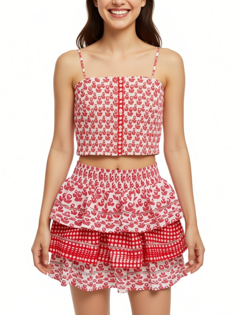 Roller Rabbit x Target Red Floral Skirt Set Summer Size L